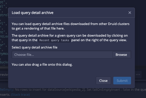Load query detail archive